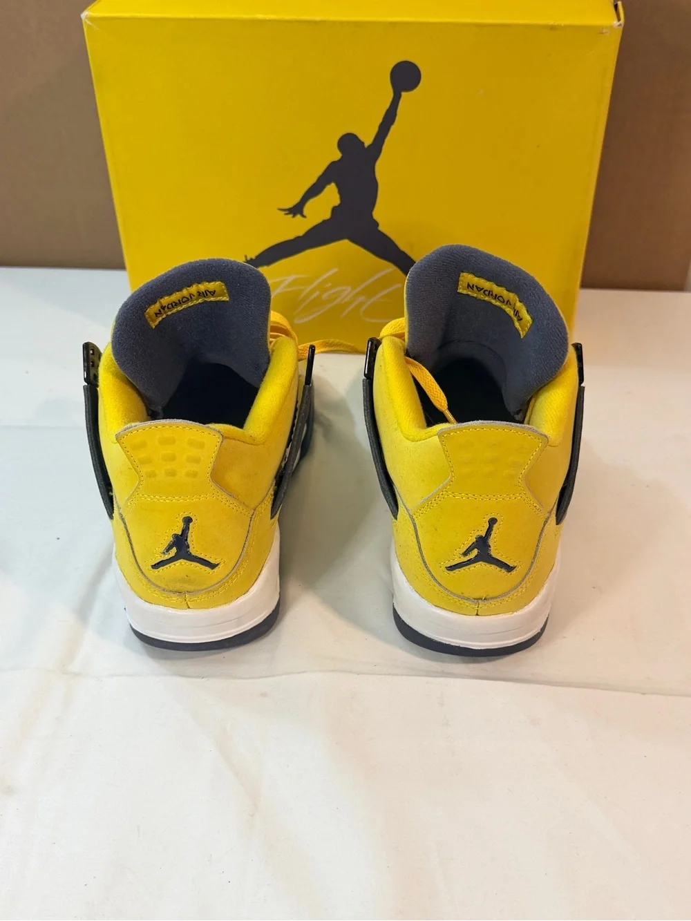 Jordan Yellow and Gray Retro 4 Sneakers